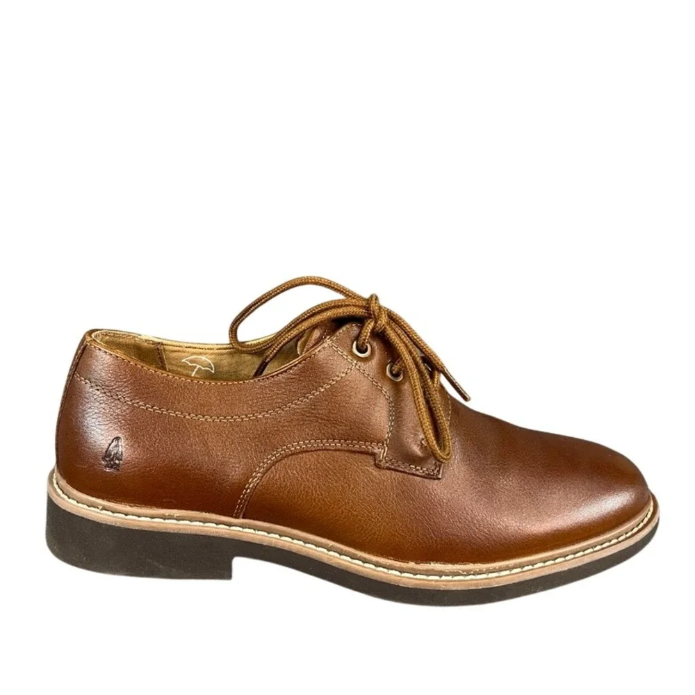 Hush Puppies Bounce Mens Brown Leather Plain Toe Oxford Dress Shoes 10.5